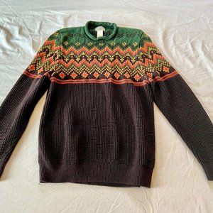 LL Bean Men's Signature Organic Cotton Rollneck Sweater, Fair Isle, Medium